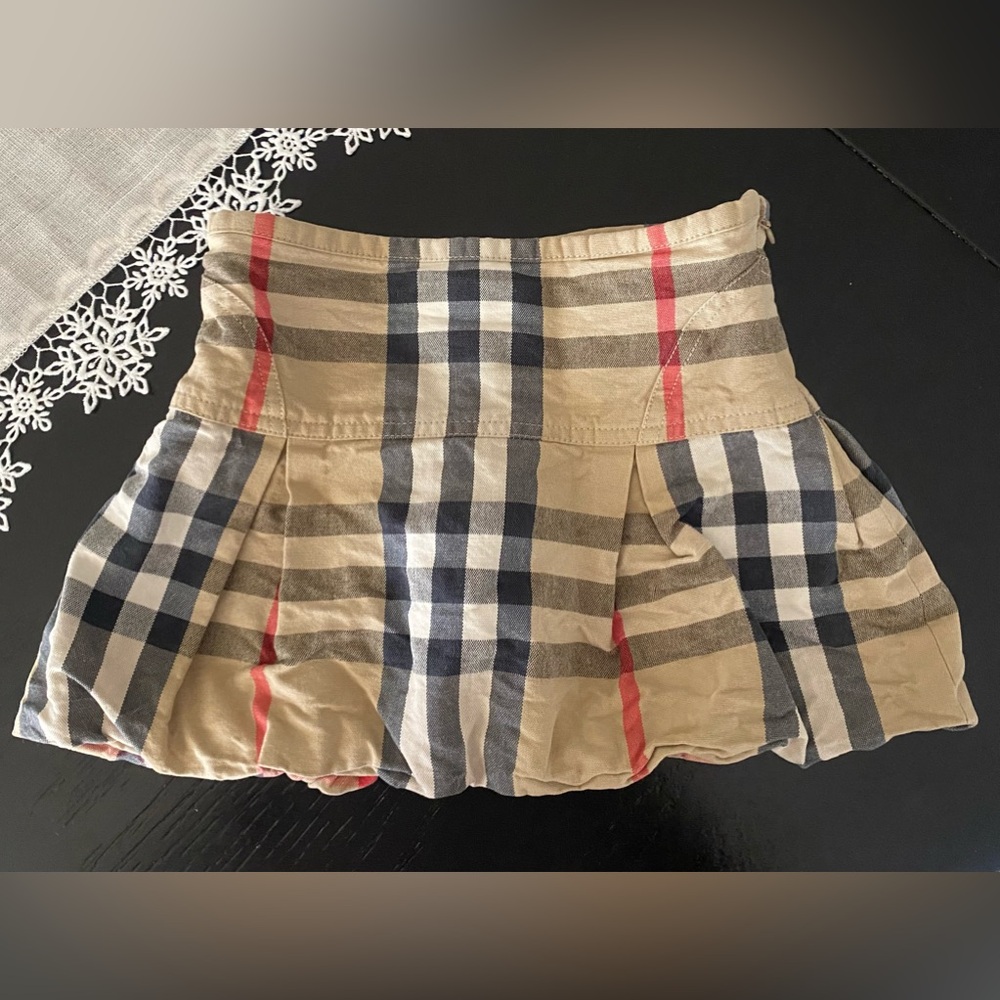 Burberry Kids Girls Toddler Beige and Red Check Mini Skirt Sz 3